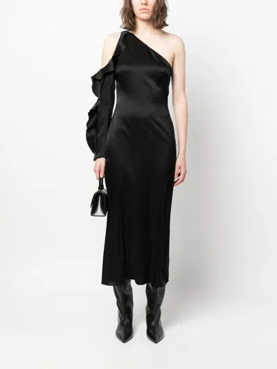 David Koma One Shoulder Midi Dress With Ruffle Detail