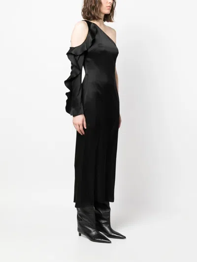 David Koma One Shoulder Midi Dress With Ruffle Detail