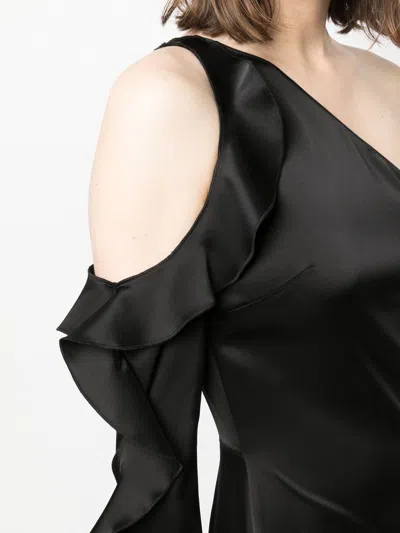 David Koma One Shoulder Midi Dress With Ruffle Detail