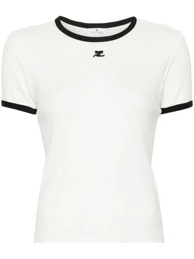 Shop Courrèges Courreges T-shirts And Polos In Heritage White/black