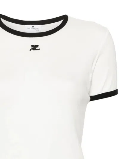 Shop Courrèges Courreges T-shirts And Polos In Heritage White/black