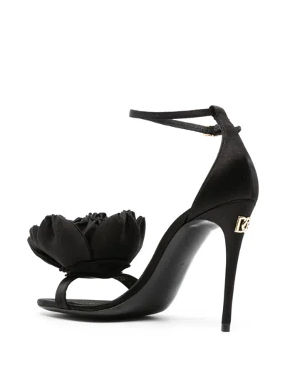 Dolce & Gabbana Keira 105 Satin Bow Sandals In Patent Leather