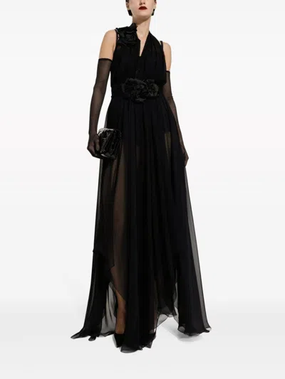 Dolce & Gabbana Long Chiffon Dress With Boning