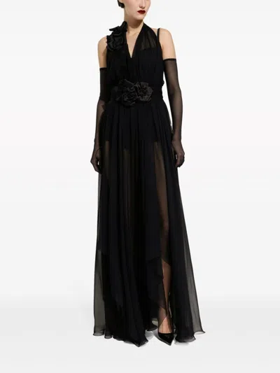 Dolce & Gabbana Long Chiffon Dress With Boning