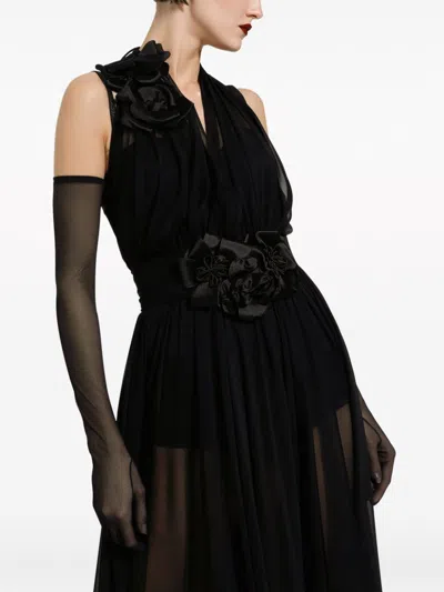 Dolce & Gabbana Long Chiffon Dress With Boning