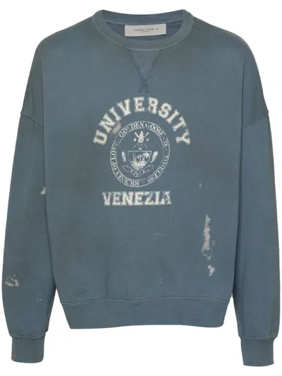 Shop Golden Goose Journey Unisex Vintage College Sweatshirt Clothing In Blue