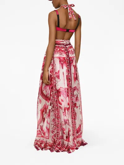 Shop Dolce & Gabbana Dolce&gabbana Cruise Majolica Print Silk Long Dress