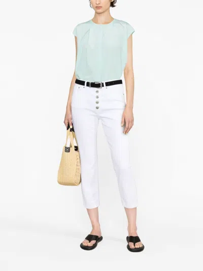 Dondup Cropped Cotton-blend Denim Jeans With Button Detailing