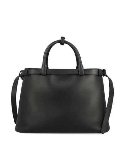 Prada Small Logo Leather Top Handle Bag In Black