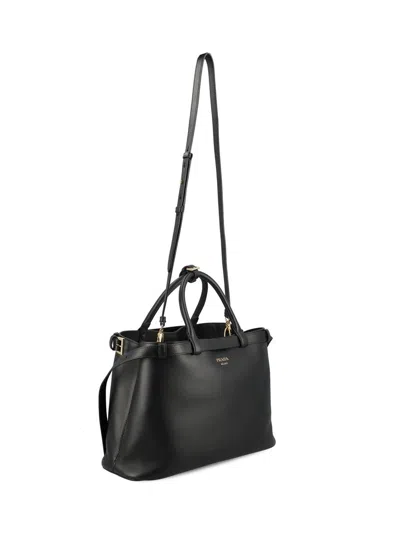 Prada Small Logo Leather Top Handle Bag In Black