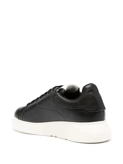 Shop Emporio Armani Leather Sneakers