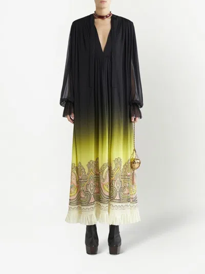 Etro Gradient Effect Paisley-print Silk Dress