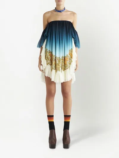 Etro Silk Dress In Blue