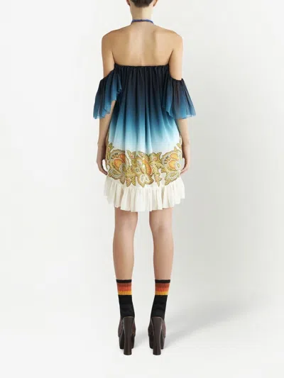 Etro Silk Dress In Blue