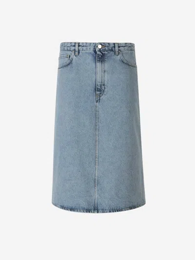 Shop Totême Denim Midi Skirt In Denim Dark Blue