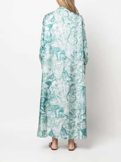 F.r.s . F.r.s. Printed Silk Shirt Dress In Blue