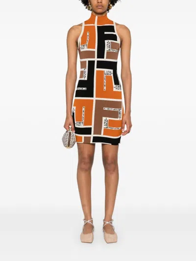 Fendi Colour-block High-neck Minidress
