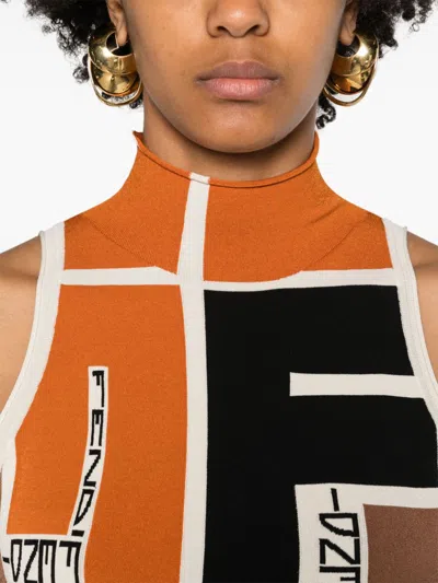 Fendi Colour-block High-neck Minidress