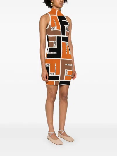 Fendi Colour-block High-neck Minidress