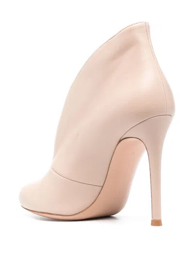 Gianvito Rossi Open Toe Leather Heel Ankle Boots