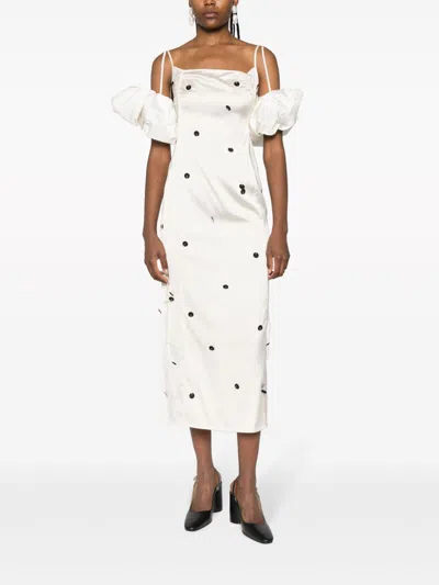 Jacquemus Chouchou Brodee Off-shoulder Mini Dress