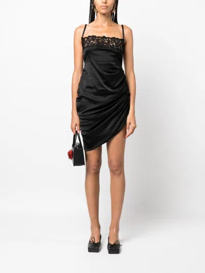 Jacquemus La Saudade Brodée Stretch Viscose Mini Dress In Black