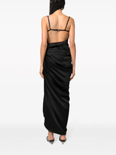 Jacquemus Embellished Neckline Ruched Spaghetti Straps