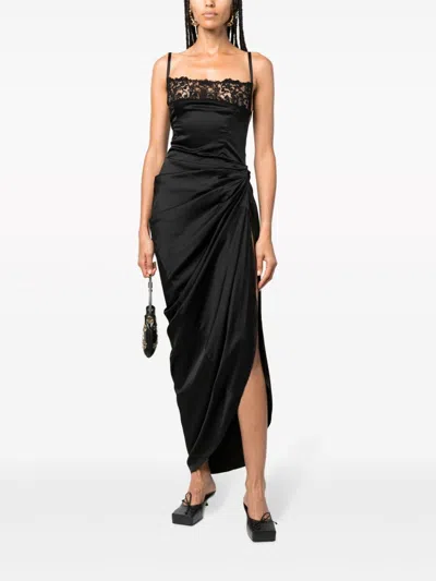 Jacquemus Embellished Neckline Ruched Spaghetti Straps
