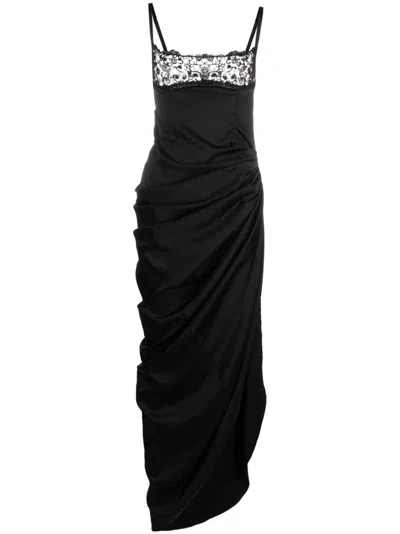 Jacquemus Embellished Neckline Ruched Spaghetti Straps