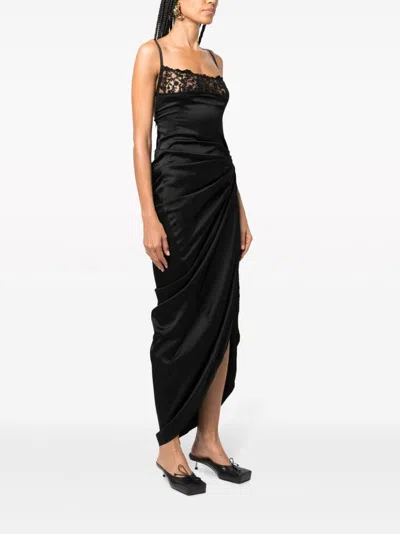 Jacquemus Embellished Neckline Ruched Spaghetti Straps