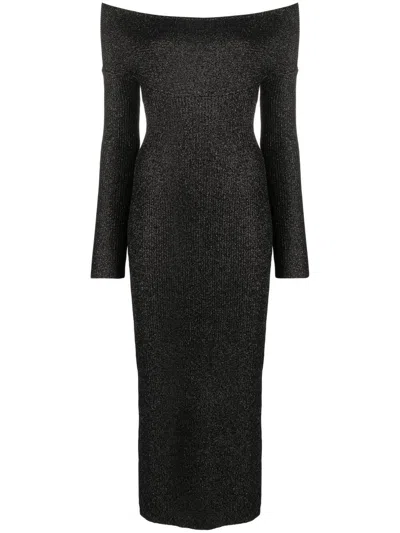 Khaite Marisole Glittery Off-the-shoulder Midi-dress