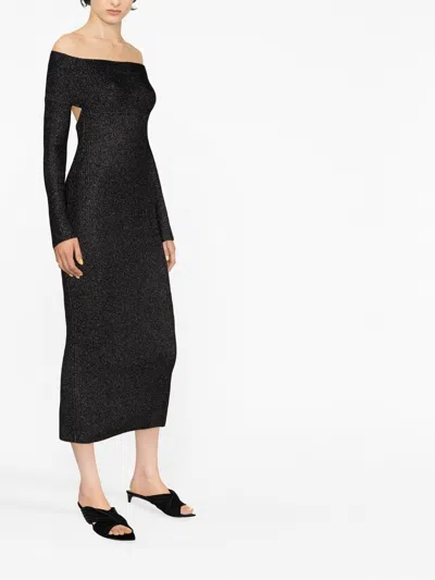 Khaite Marisole Glittery Off-the-shoulder Midi-dress