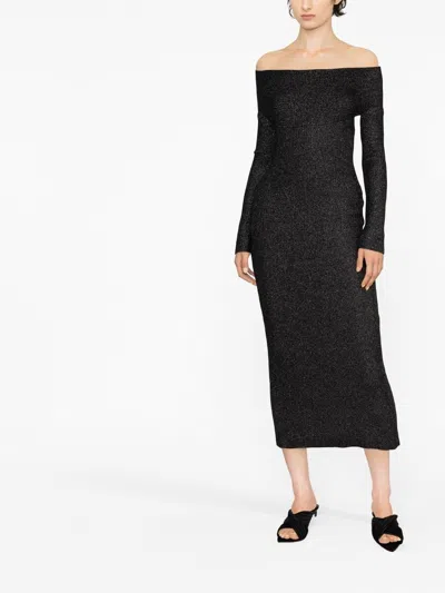 Khaite Marisole Glittery Off-the-shoulder Midi-dress