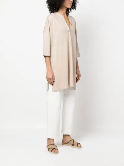 Shop Majestic 3/4 Sleeve Linen Blend Tunic Dress