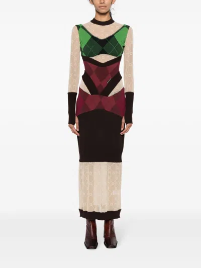 Marine Serre Regenerated Lozenge Knit Fitted Dress