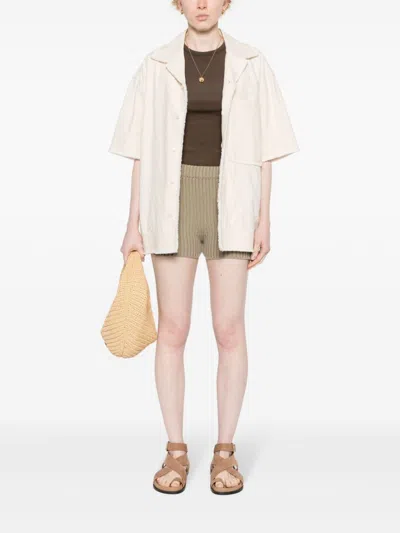 Max Mara Ribbed Fisherman's Knit Cotton Shorts