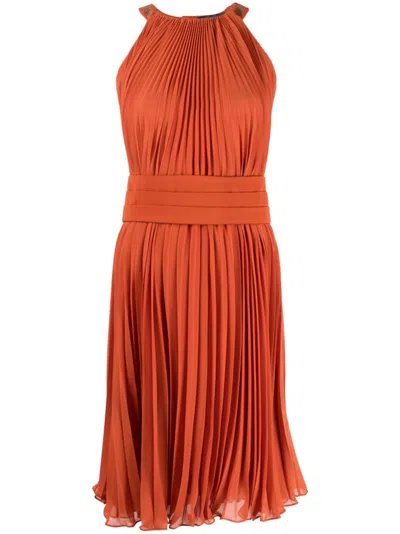 Max Mara Golena Belted Pleated Midi Dress