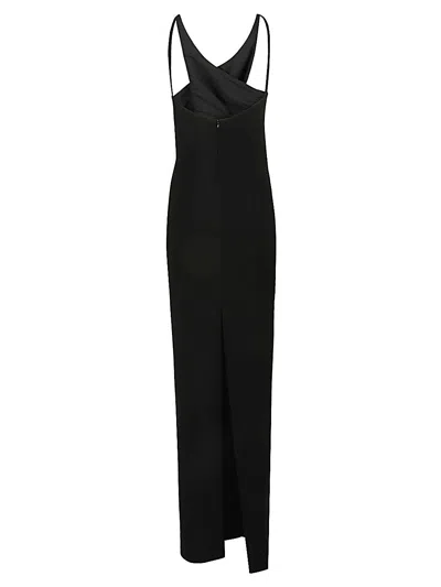 Monot Pre Cut Out Detail Silk Crepe Long Dress