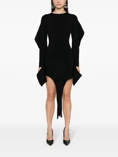 Mugler Asymmetric Mini Dress With Ruffle Details