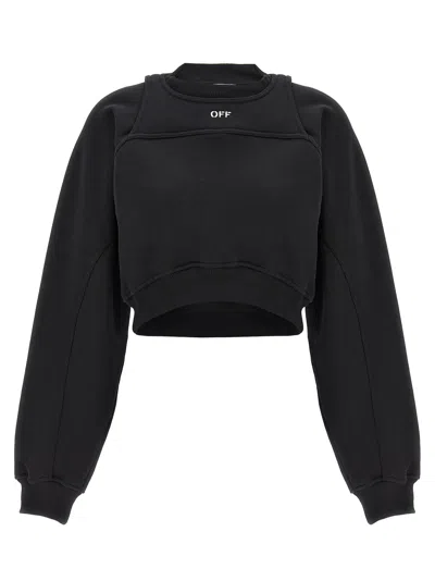 Off-white Cotton Sweatshirt With Frontal Logo