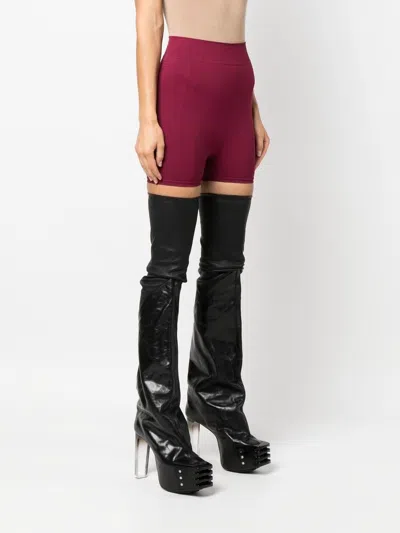 Rick Owens Dark Pink Dark Pink Black High Waist Knitted Shorts