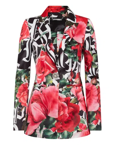 Philipp Plein Romance Floral-print Blazer In Multi