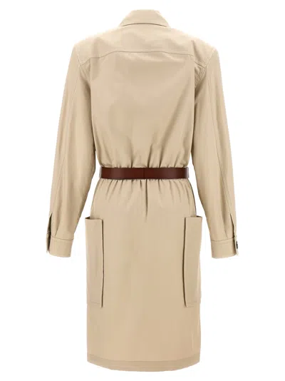 Saint Laurent Utility Dress With Belted Waist And Pockets