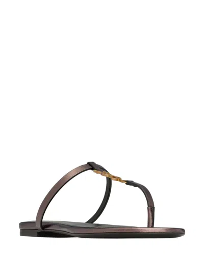 Saint Laurent Cassandra Leather Ysl Thong Sandals