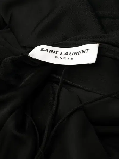 Saint Laurent Shoulder-baring Long Dress With Gathered Accents