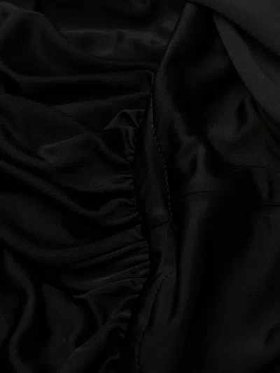 Saint Laurent Shoulder-baring Long Dress With Gathered Accents