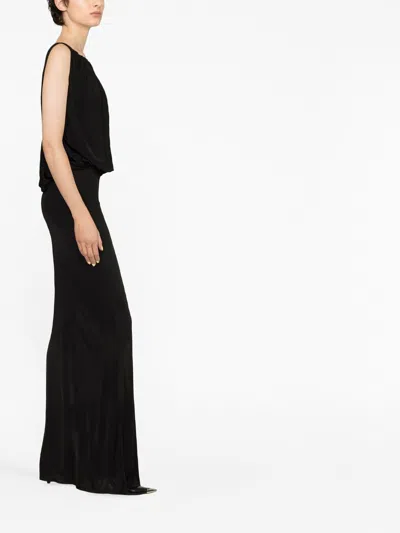 Saint Laurent Shoulder-baring Long Dress With Gathered Accents