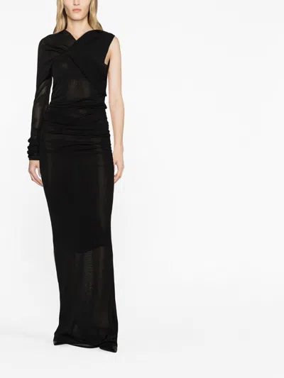 Saint Laurent One-shoulder Draped Maxi Dress