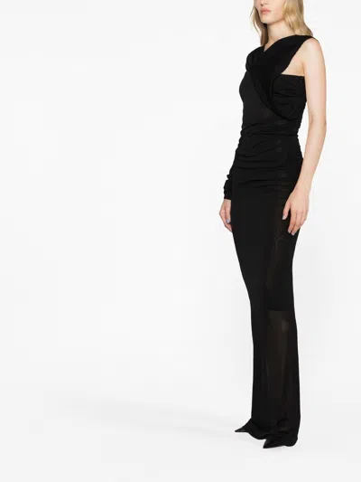 Saint Laurent One-shoulder Draped Maxi Dress