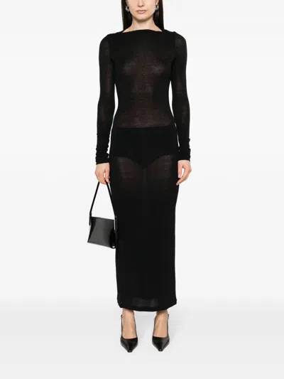 Saint Laurent Open-back Wool, Cashmere And Silk-blend Maxi Dress